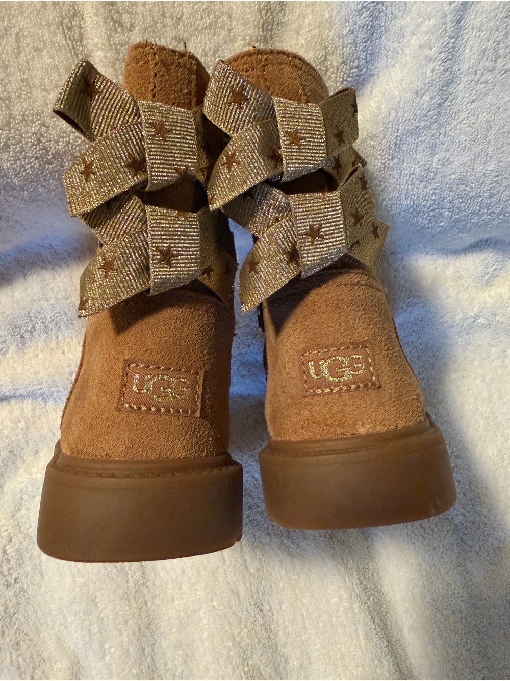 UGG Kids' Tillee Boots - Chestnut Tan Suede with Bow Details